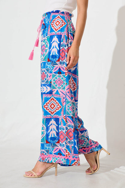 Sweet Dream Pant in Pink and Blue Multi with Ric Rac Trim