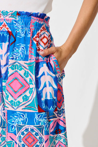 Sweet Dream Pant in Pink and Blue Multi with Ric Rac Trim