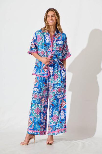 Sweet Dream Pant in Pink and Blue Multi with Ric Rac Trim