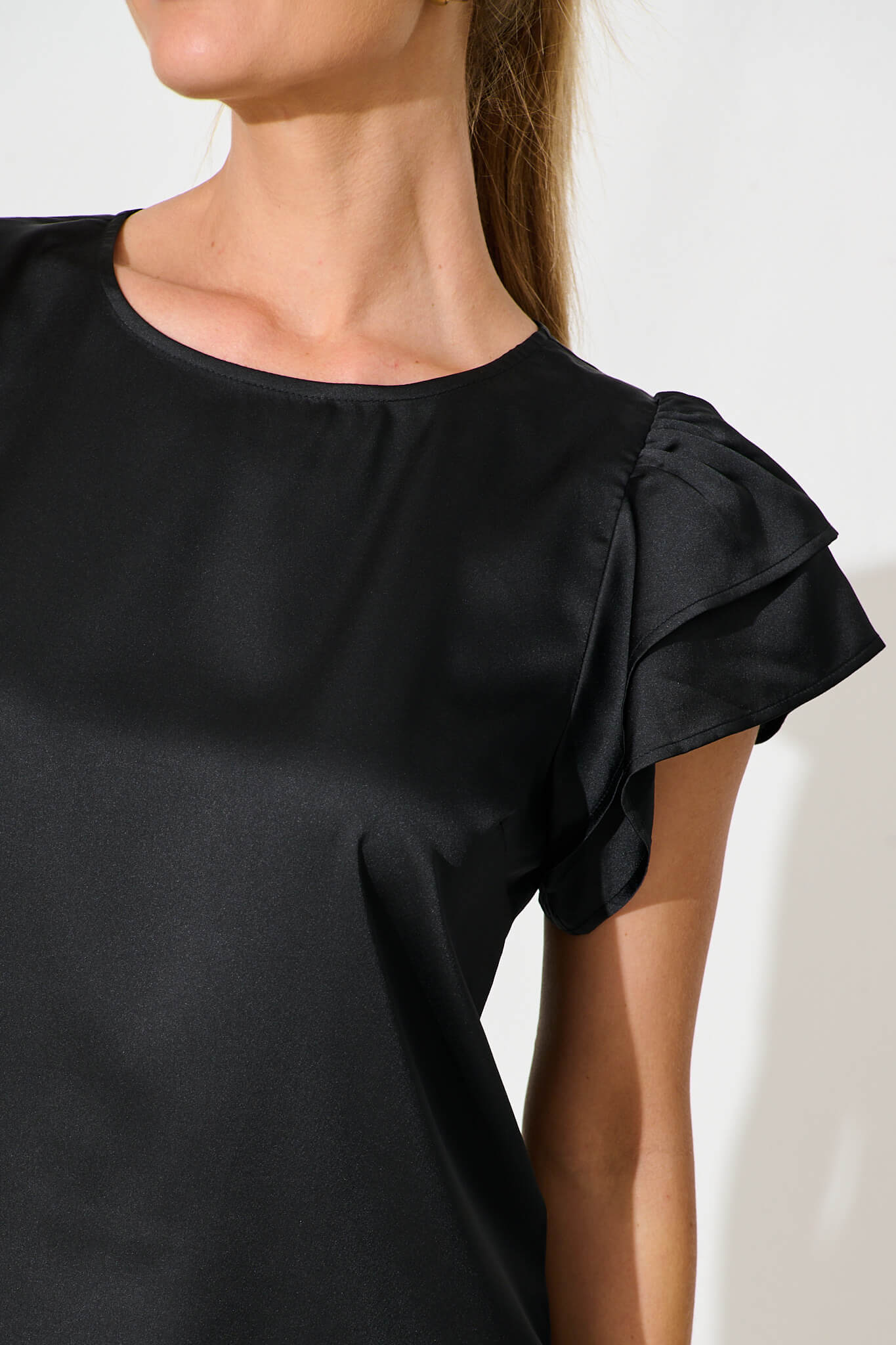 Tasmyn Top In Black Satin