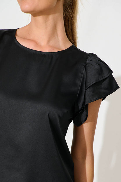 Tasmyn Top In Black Satin