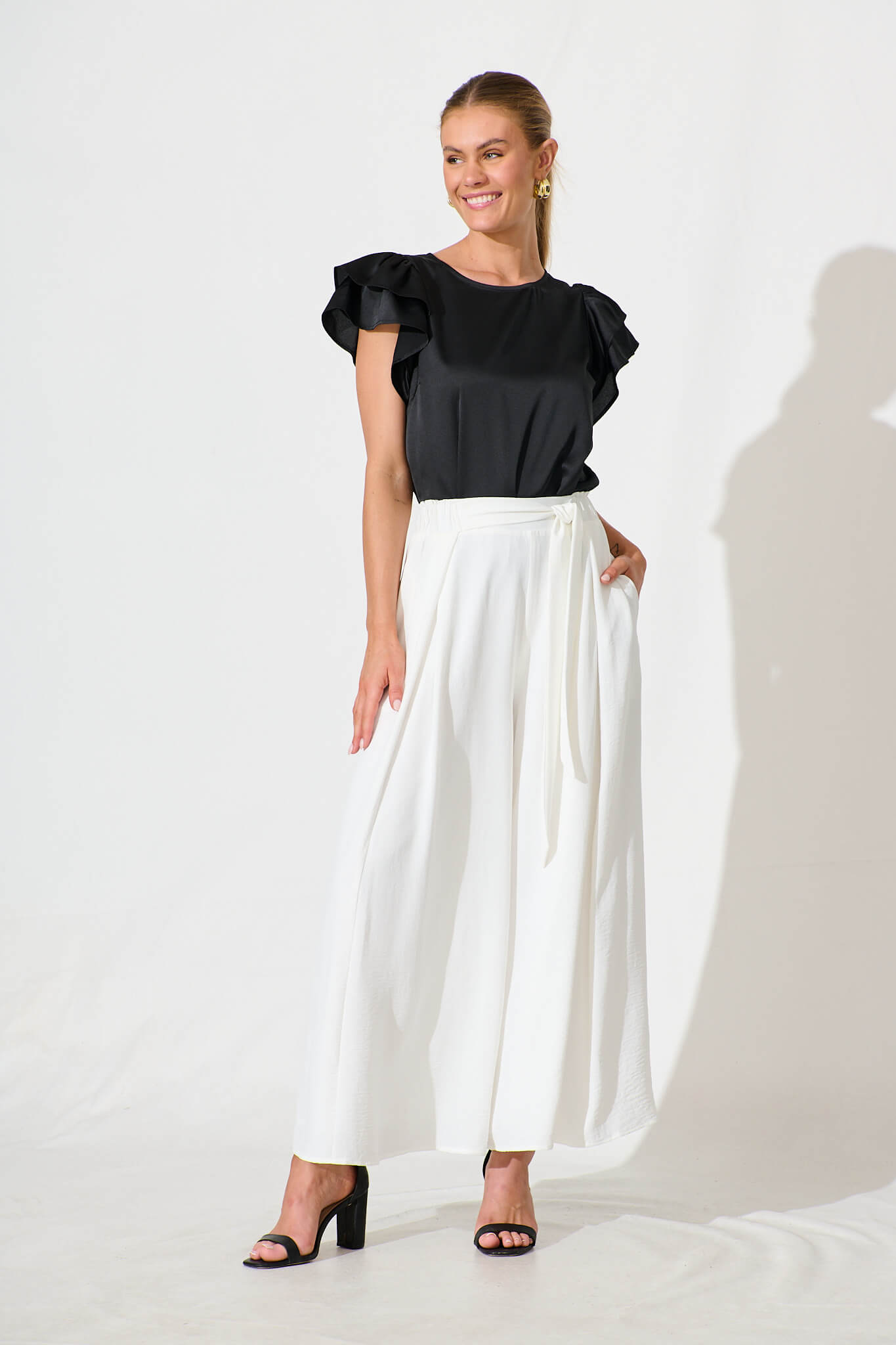 Tasmyn Top In Black Satin