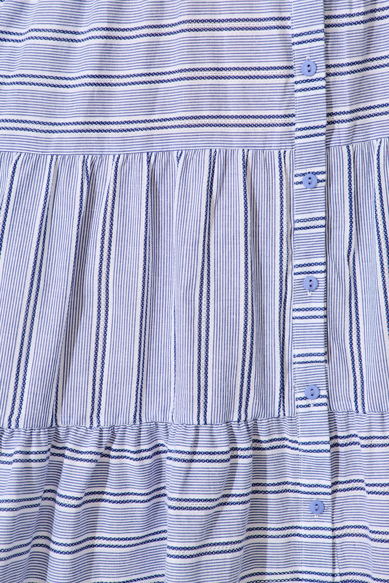 Glorianna Smock Dress In Blue With White Stripe Cotton