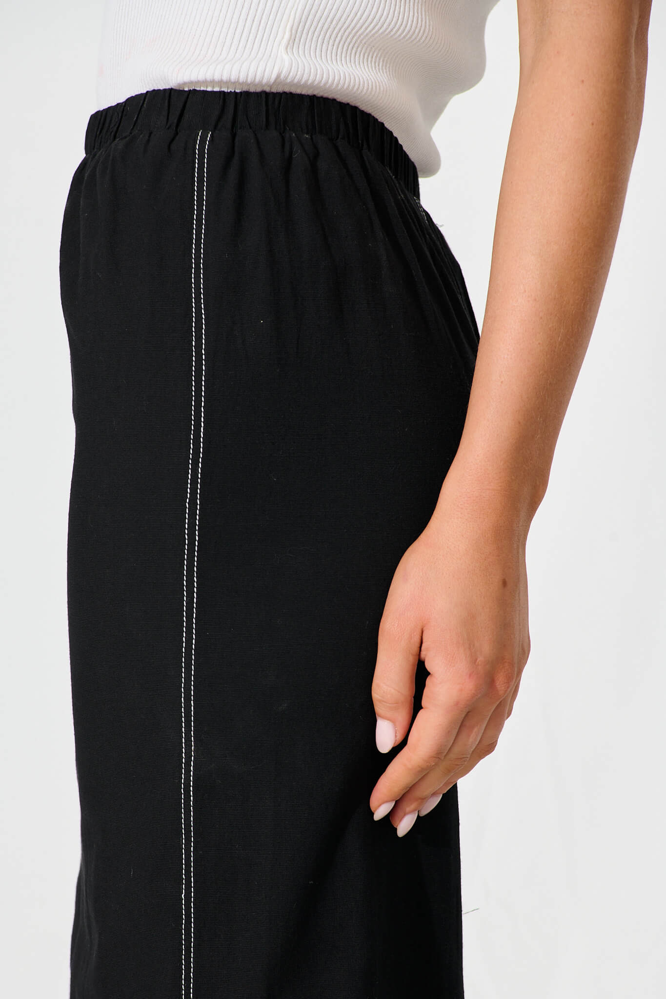Alsace Maxi Skirt in Black Cotton Blend