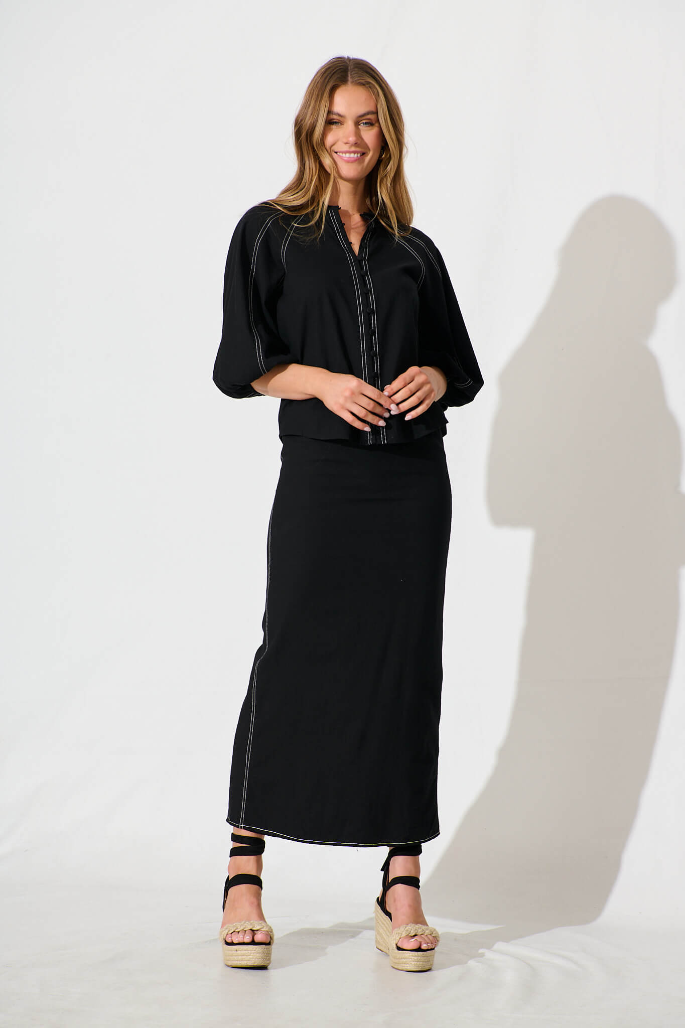 Fabiana Shirt in Black Cotton Blend