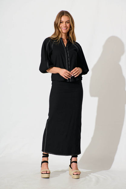 Fabiana Shirt in Black Cotton Blend