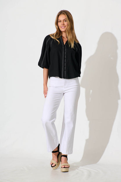 Fabiana Shirt in Black Cotton Blend