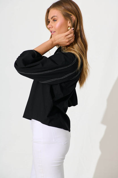 Fabiana Shirt in Black Cotton Blend