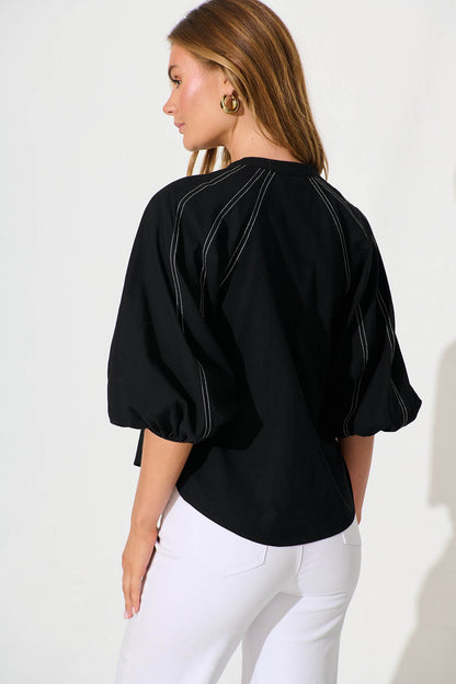 Fabiana Shirt in Black Cotton Blend