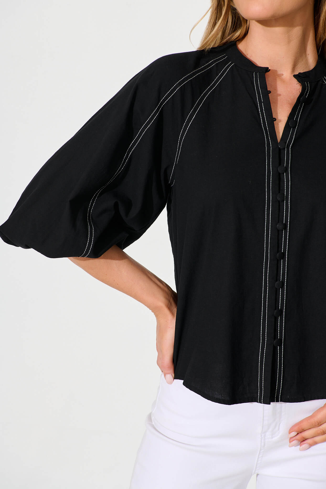 Fabiana Shirt in Black Cotton Blend