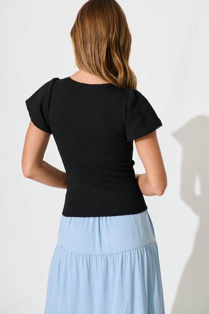 Marsha Top In Black Cotton