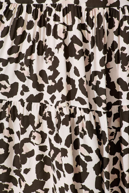 Nevi Tiered Midi Dress In Brown Leopard Print
