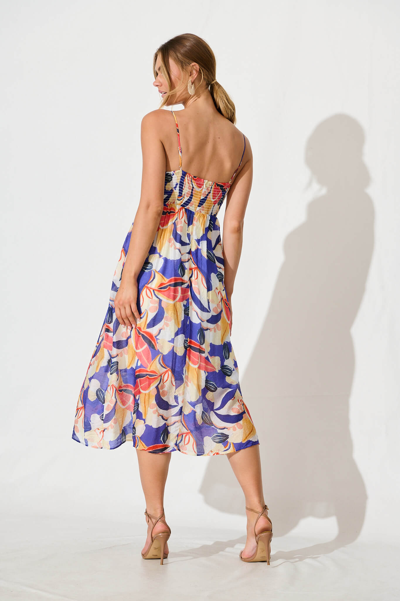 Lukea Midi Sundress in Blue and Red Multi