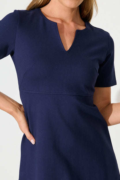 Workflow Stretch V neck Dress in Navy
