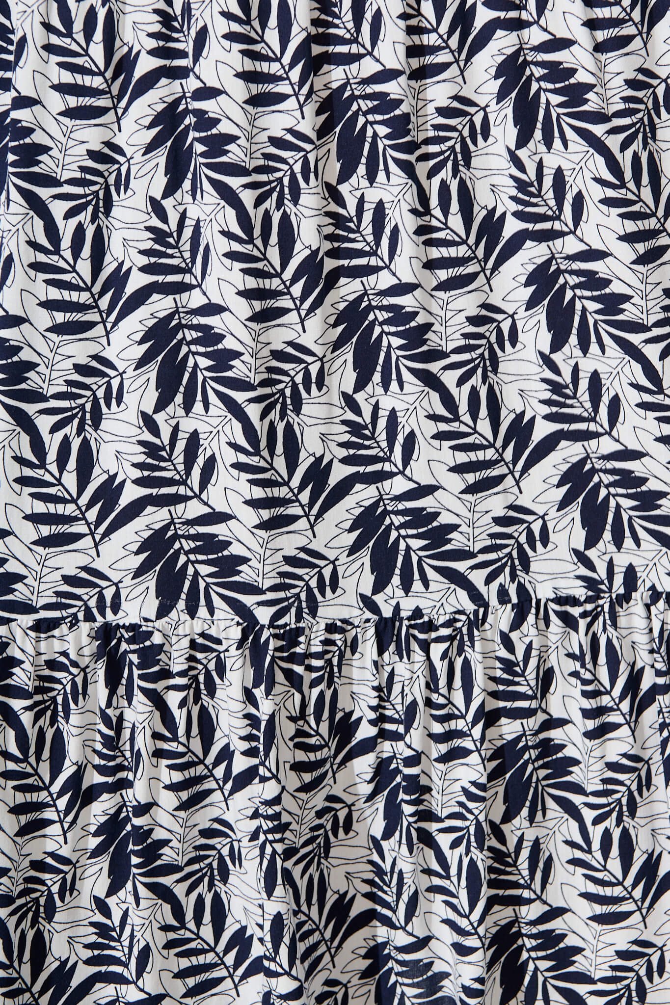 Livingston Smock Dress in White with Navy Leaf