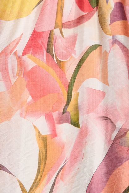 Jocely Midi Dress in White with Multi Floral