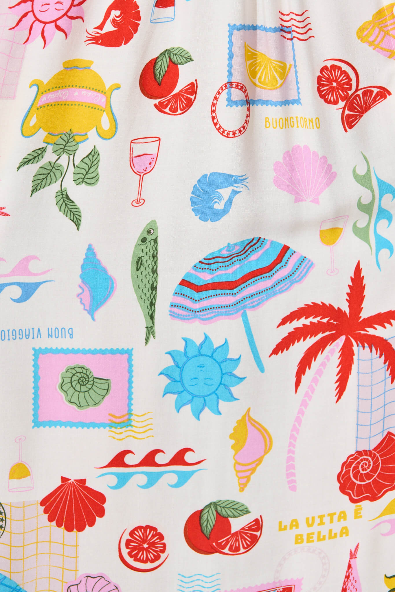 Ryland Midi Dress in White with Multi Conversational Print