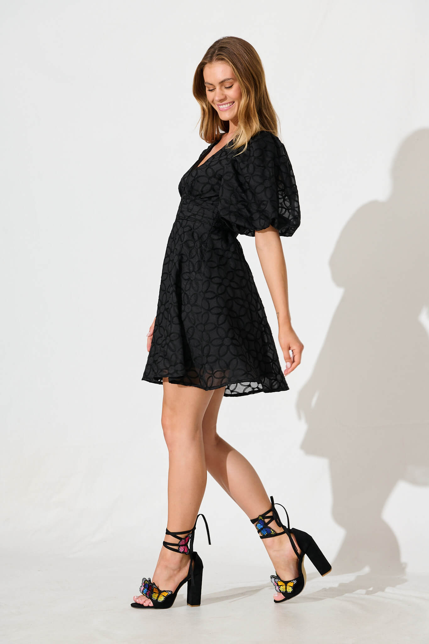 Leoni Dress In Black Organza