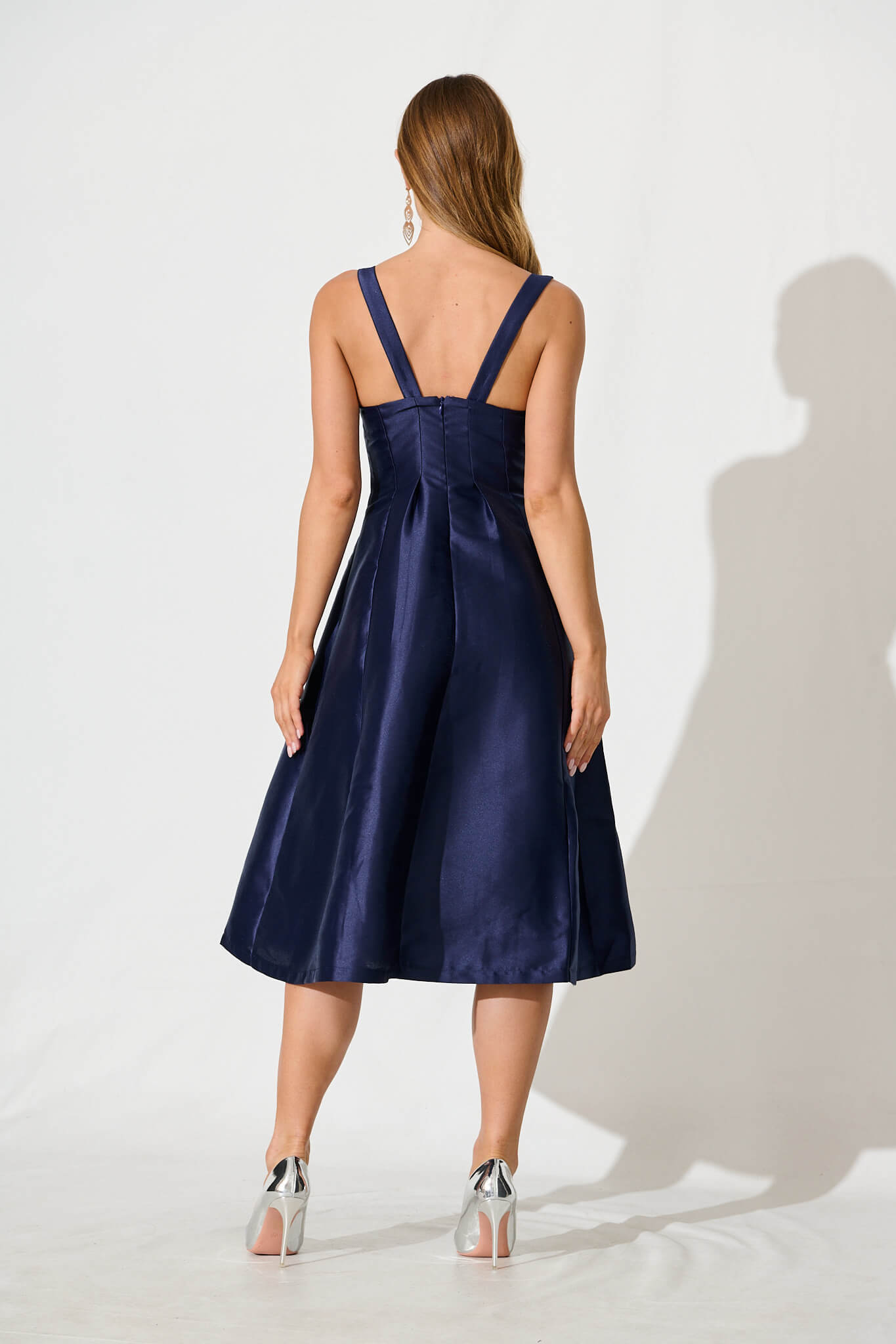 Maricelle Midi Dress in Navy Sateen