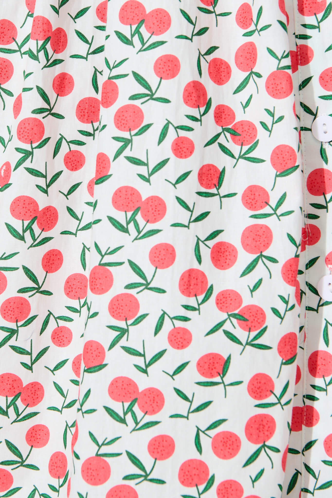 Delamere Midi Shirt Dress in White with Red Print Cotton