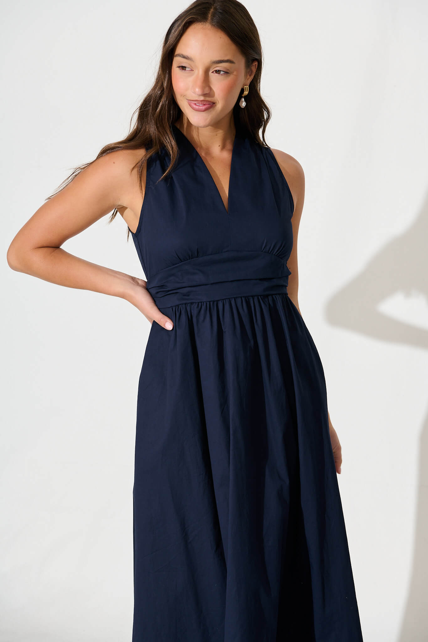 Odelle Midi Dress in Navy Cotton