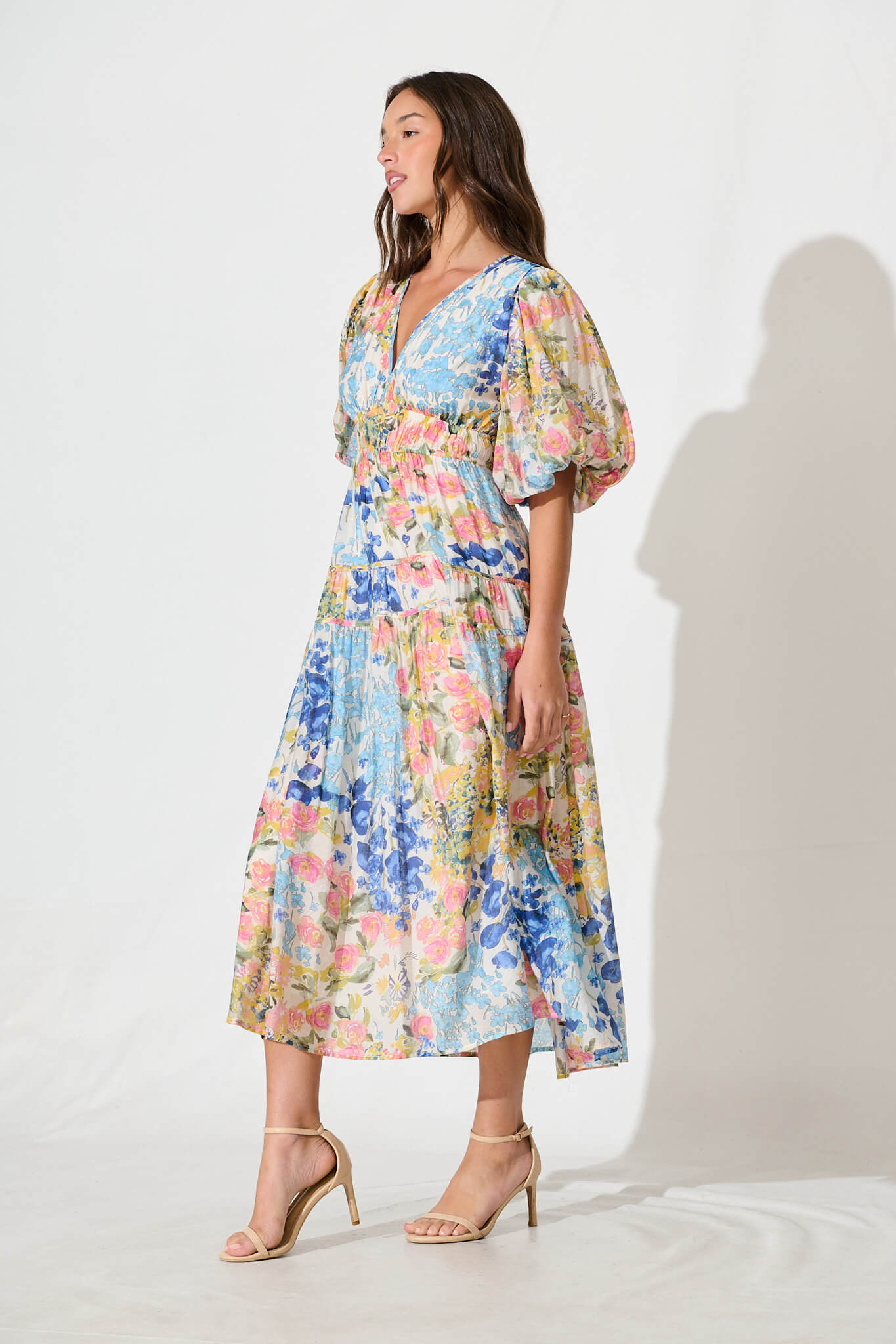 Amalie Midi Dress In Vintage Floral Print