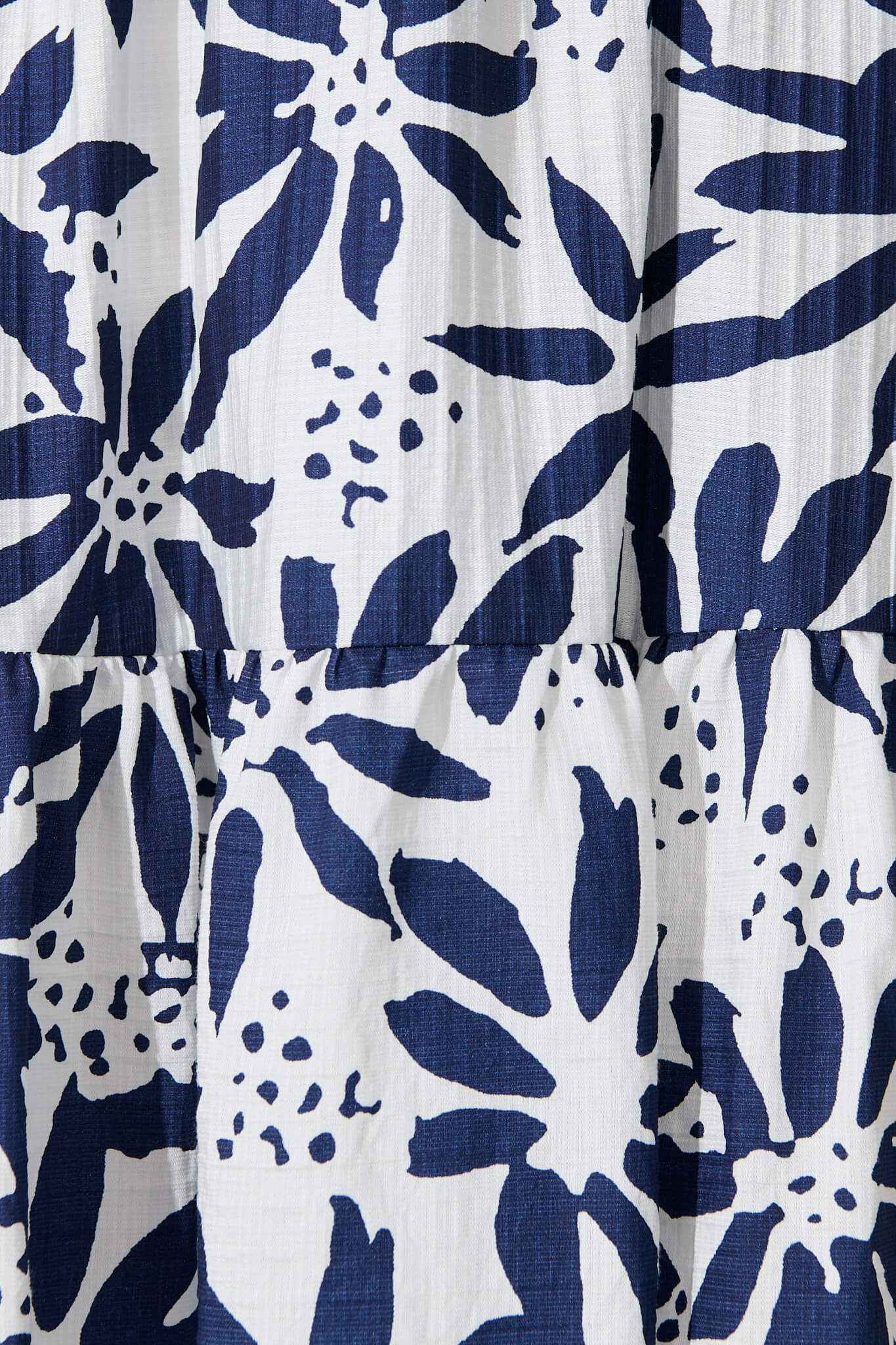 Caribbean Midi Dress In White with Navy Flower