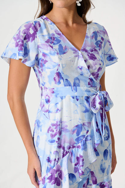 Lucianne Dress in Blue and Purple Floral