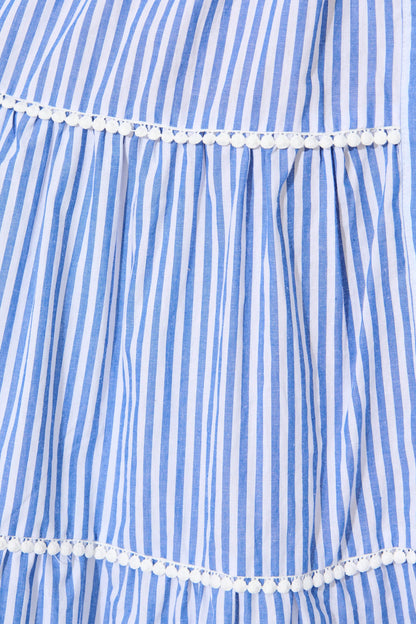 Riverina Midi Shirt Dress in Blue with White Stripe Cotton