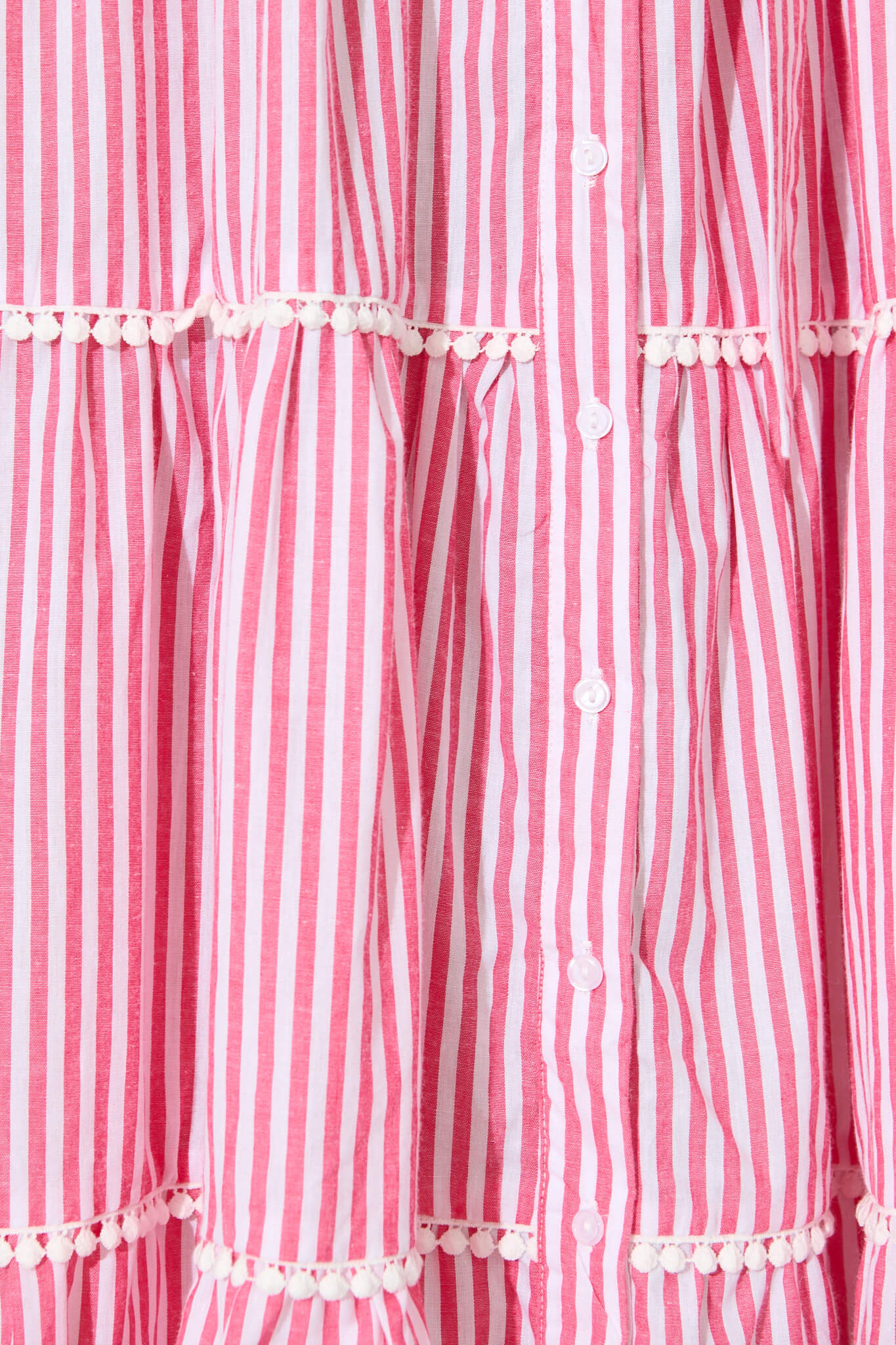 Riverina Midi Shirt Dress in Pink with White Stripe Cotton