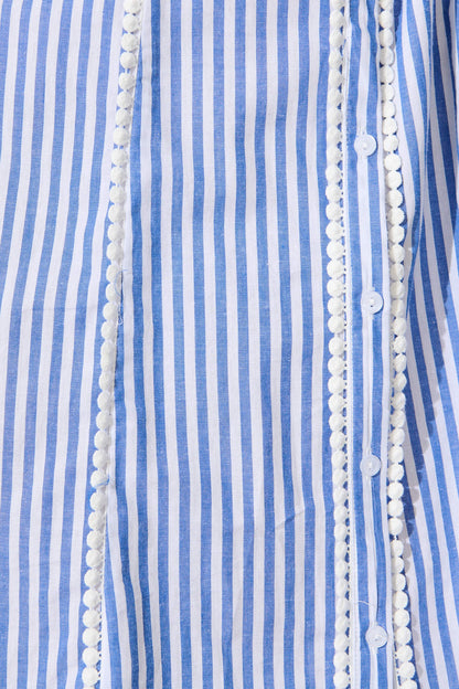 Sundara Shirt Dress in Blue with White Stripe Cotton