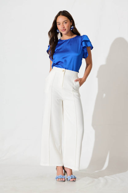 Tasmyn Top In Cobalt Blue Satin