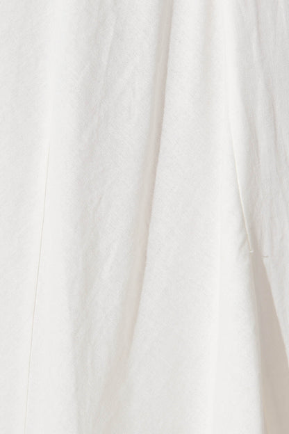 Roselani Midi Sundress in White Cotton Linen Blend