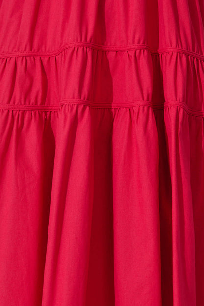 Amalie Midi Dress In Red Cotton
