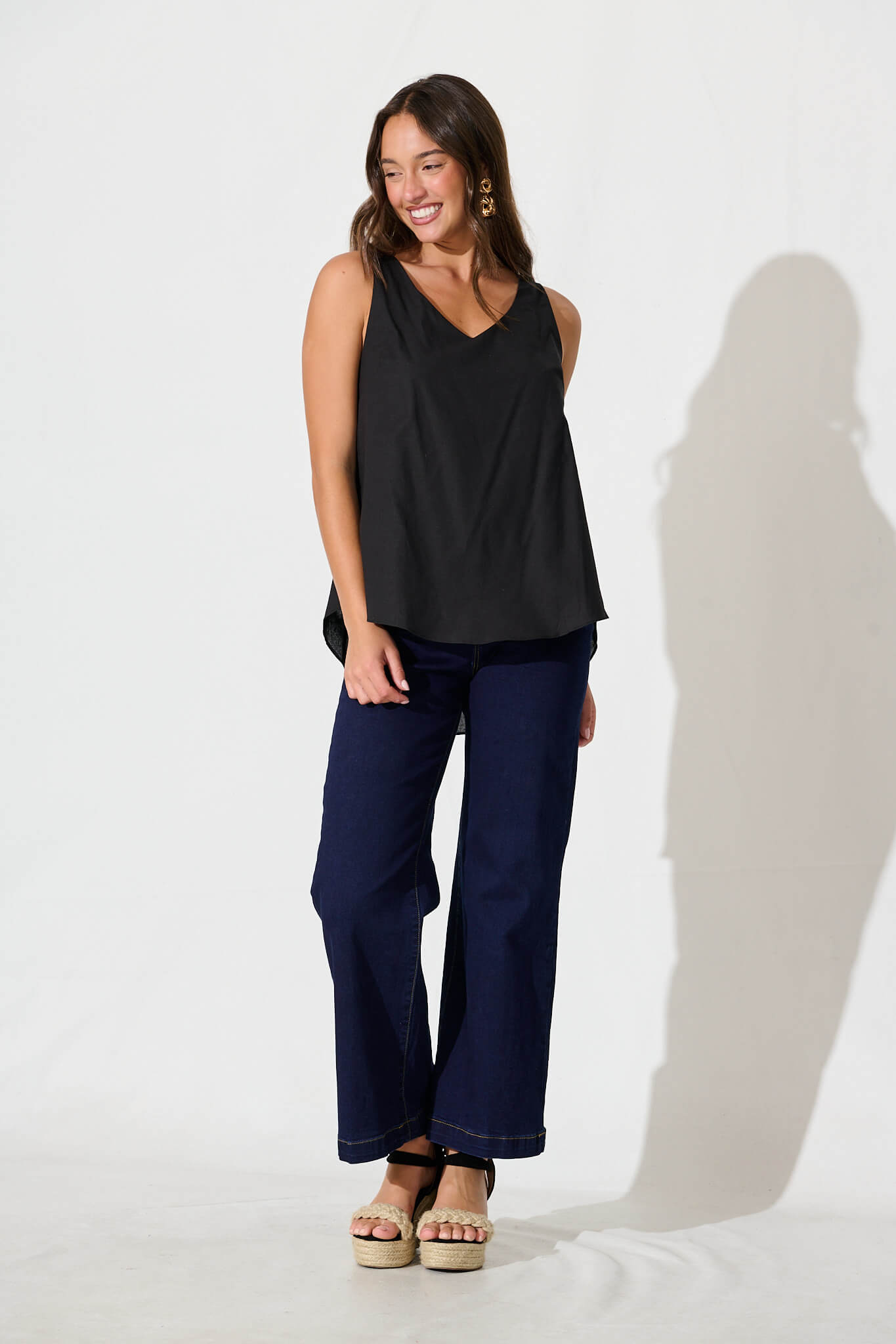 Kaycie Top in Black Cotton Linen