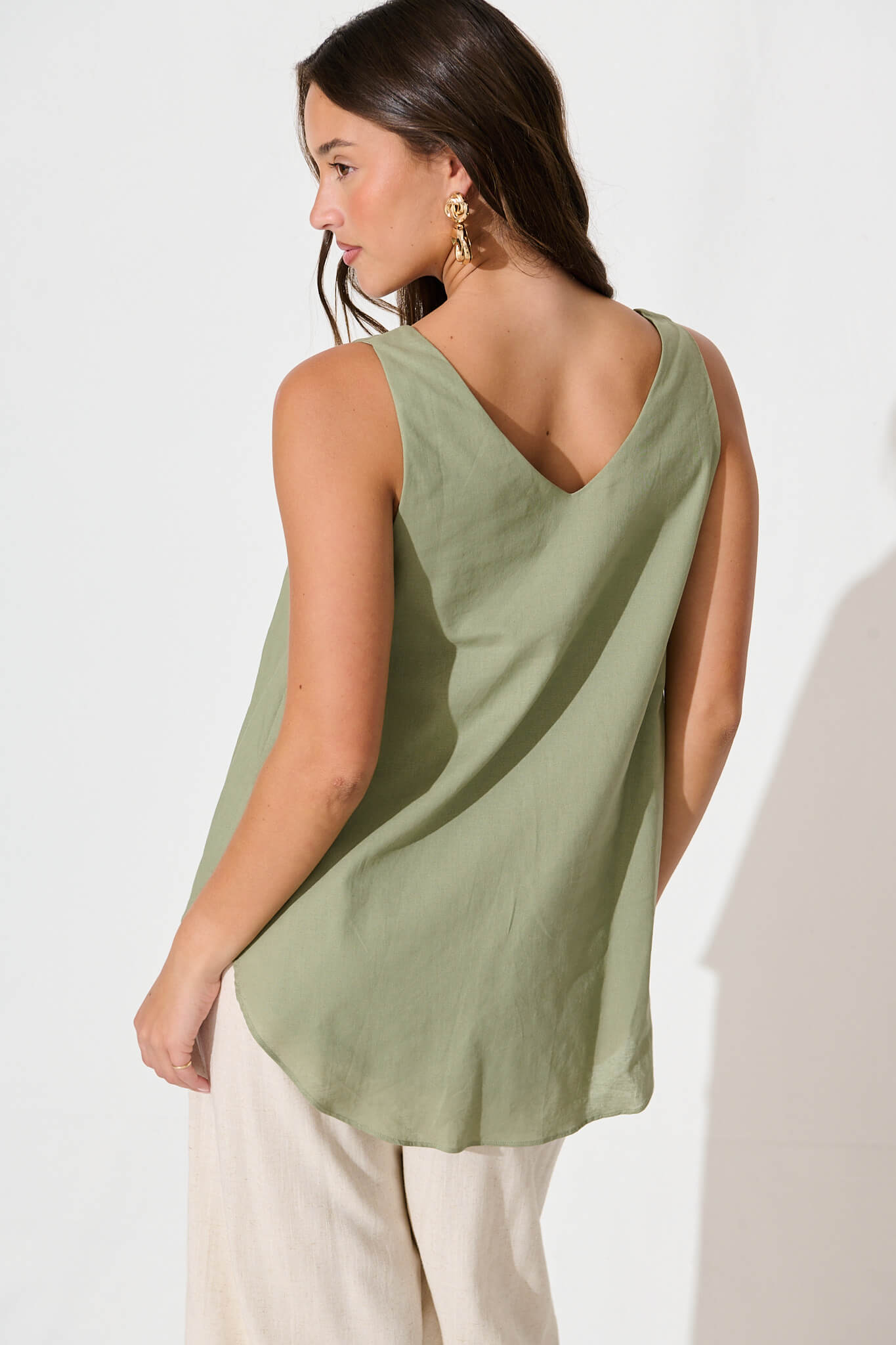 Kaycie Top in Sage Green Cotton Linen