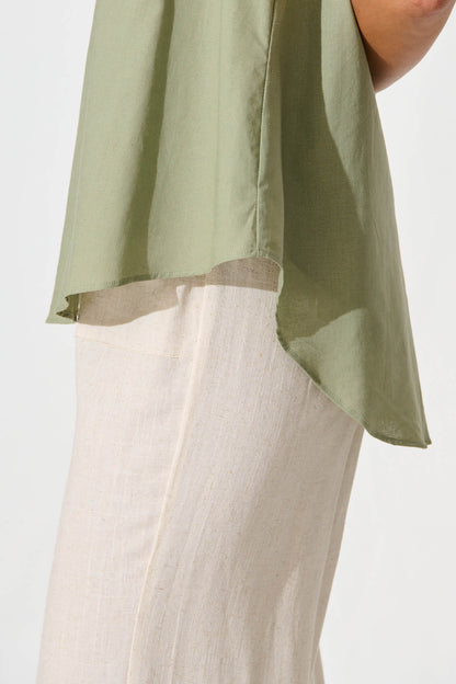 Kaycie Top in Sage Green Cotton Linen