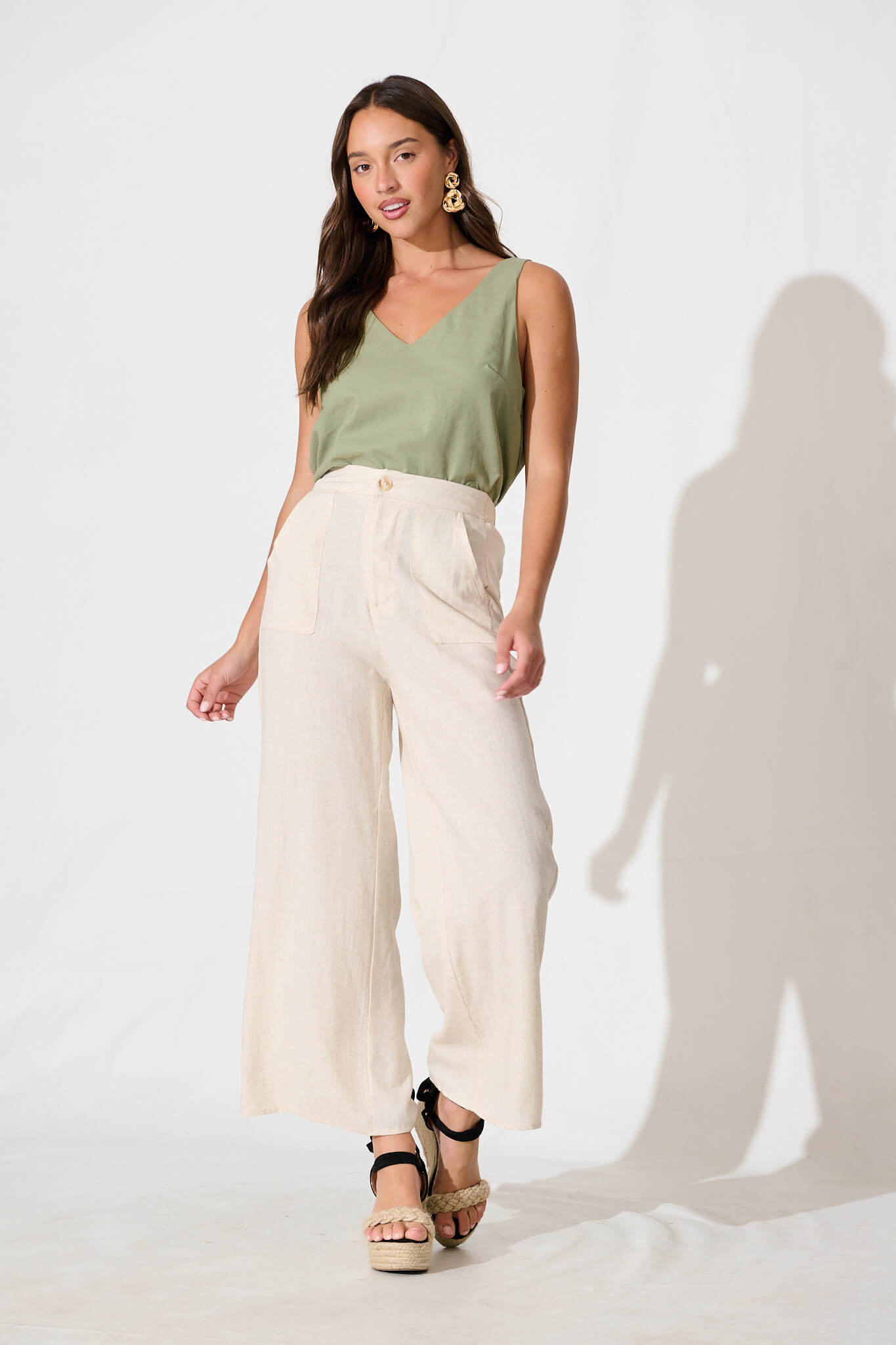 Kaycie Top in Sage Green Cotton Linen
