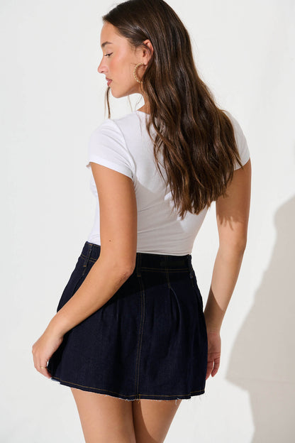 Ashland Denim Skirt In Dark Indigo