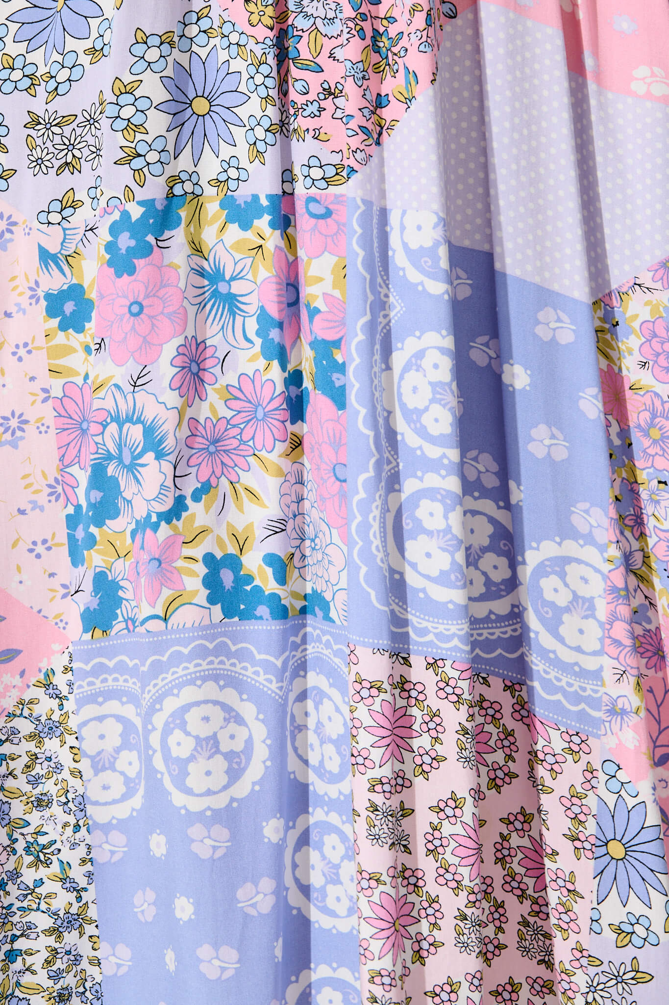 Janeve Maxi Dress in Pink with Blue Patchwork Print