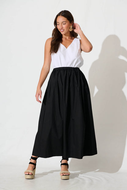 Keeney Maxi Skirt in Black Cotton