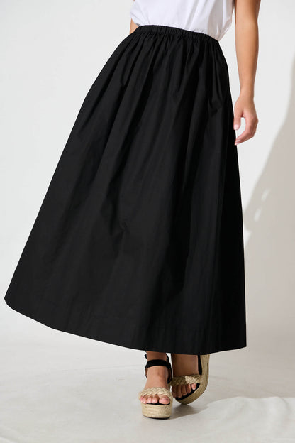 Keeney Maxi Skirt in Black Cotton