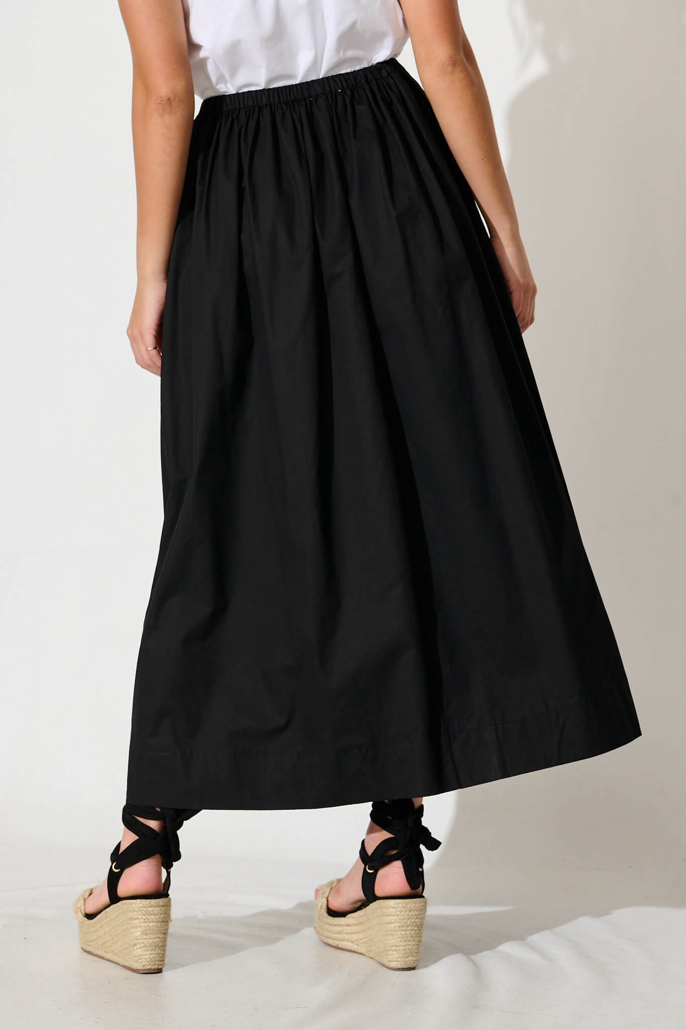 Keeney Maxi Skirt in Black Cotton