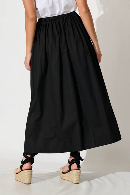 Keeney Maxi Skirt in Black Cotton