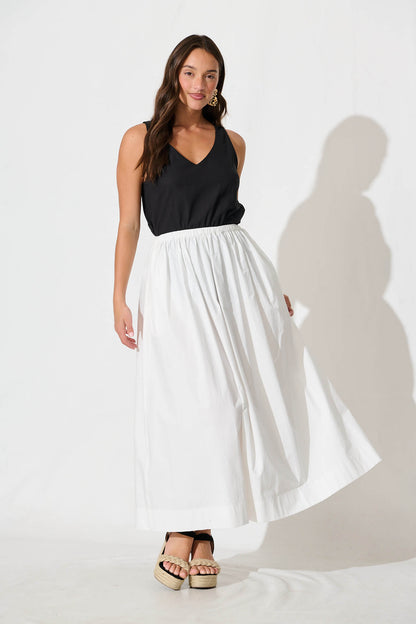 Keeney Maxi Skirt in White Cotton