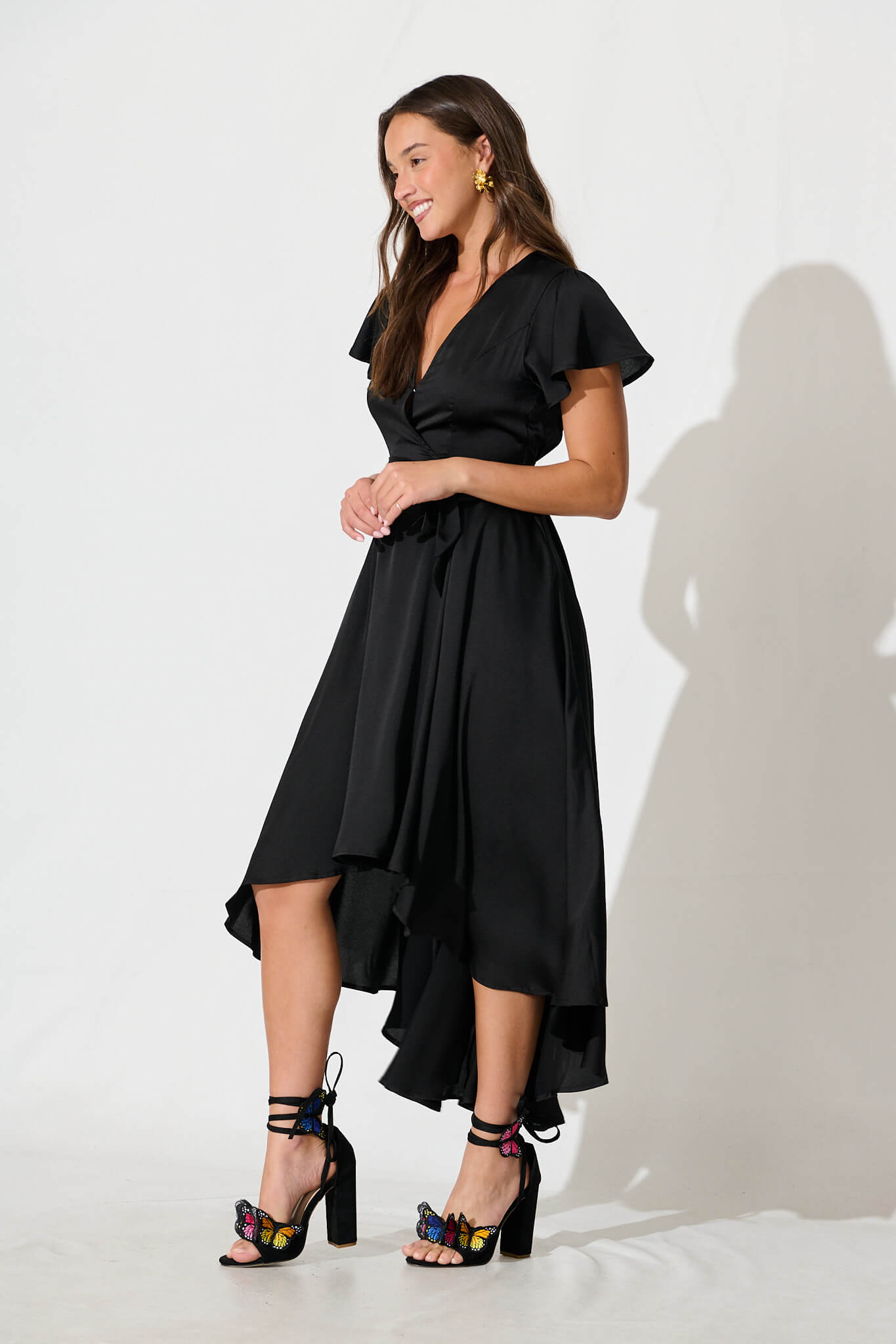 Loulou Maxi Dress In Black Satin