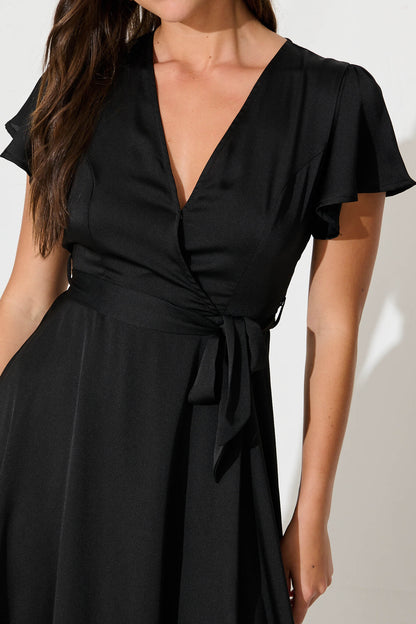 Loulou Maxi Dress In Black Satin