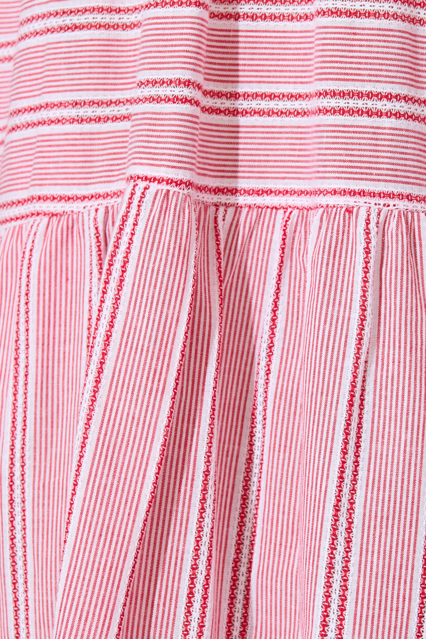 Glorianna Smock Dress In Red With White Stripe Cotton
