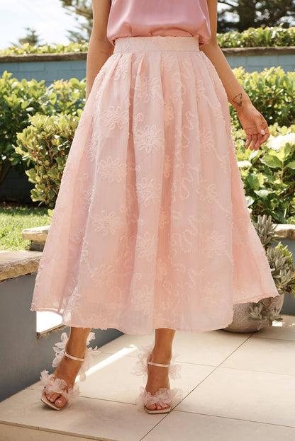 Westpointe Midi Skirt in Blush Textured Floral