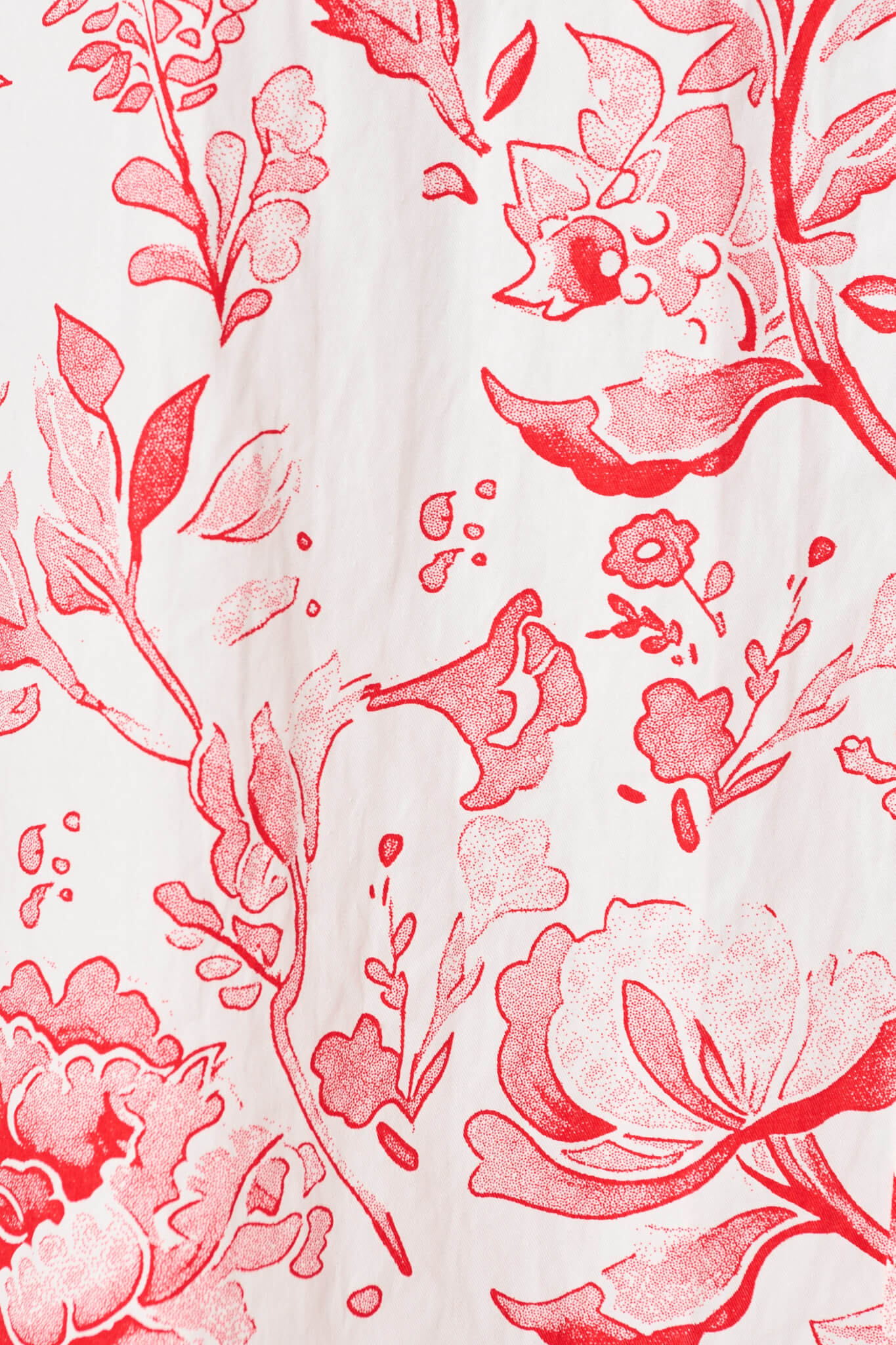 Delphi Midi Shirt Dress in White with Red Floral Cotton